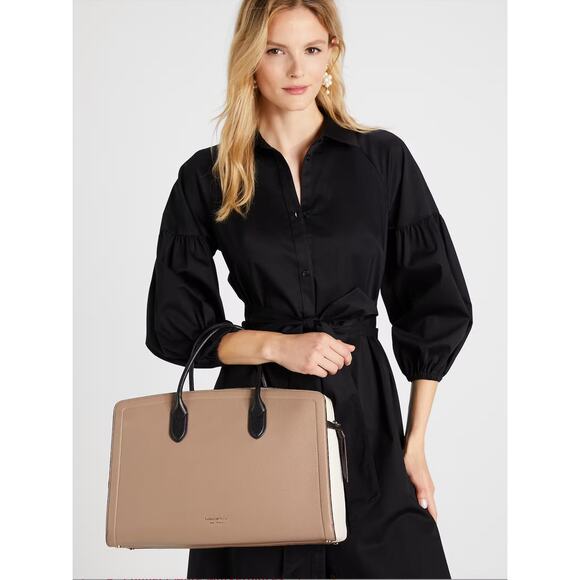 Kate Spade Knott Colorblocked Commuter Bag Kraft Paper Multi - Picture 4 of 11